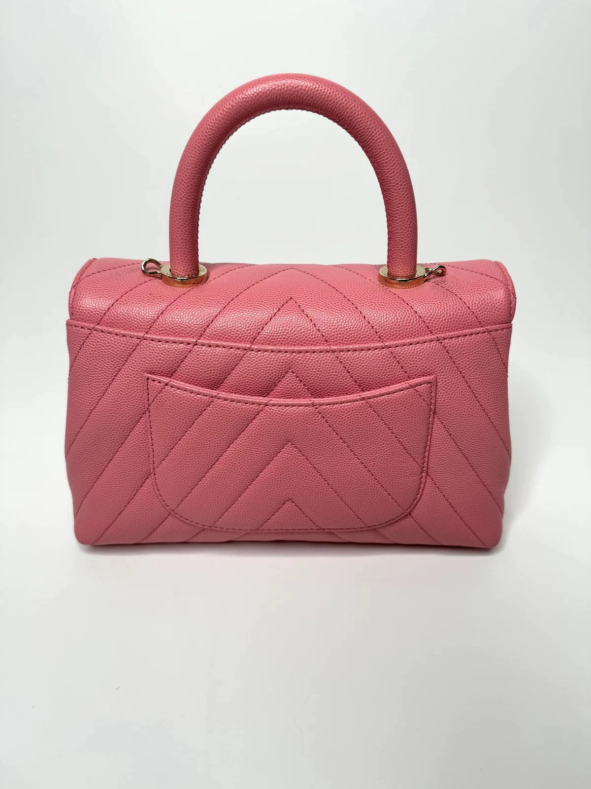 CHANEL CAVIAR CHEVRON QUILTED SMALL COCO HANDLE FLAP BAG