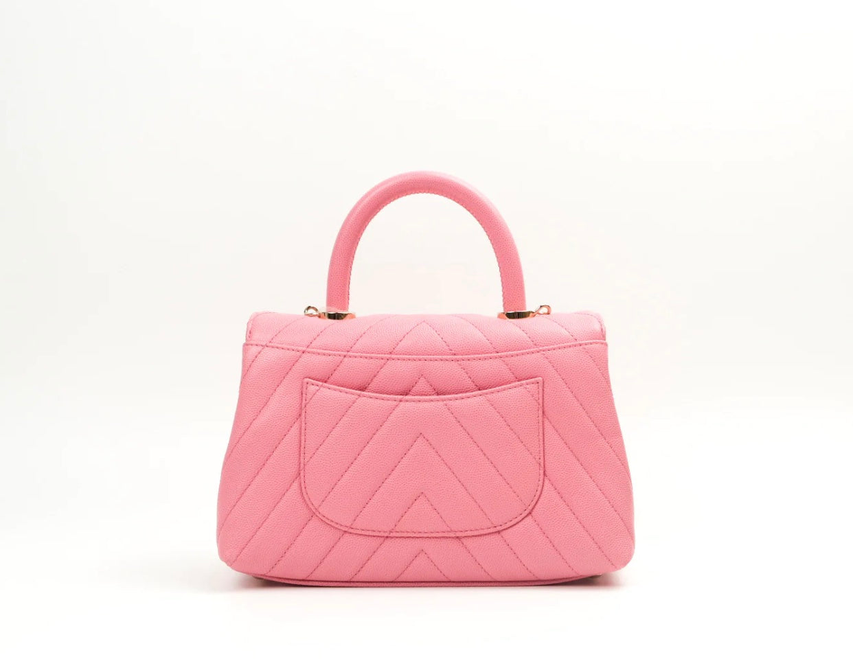 CHANEL CAVIAR CHEVRON QUILTED SMALL COCO HANDLE FLAP BAG