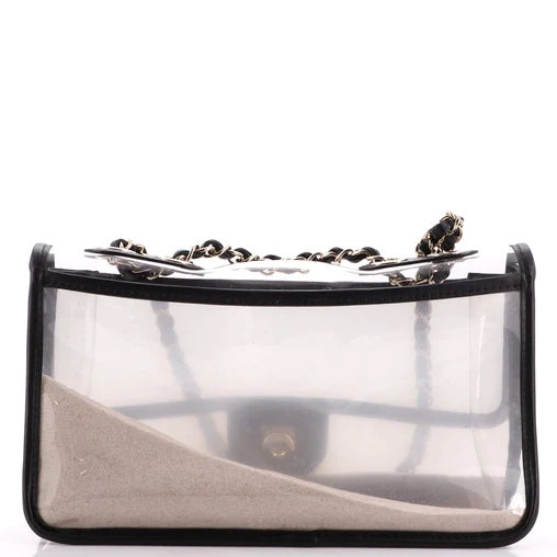CHANEL SAND BY THE SEA PVC & LAMBSKIN MEDIUM FLAP BAG