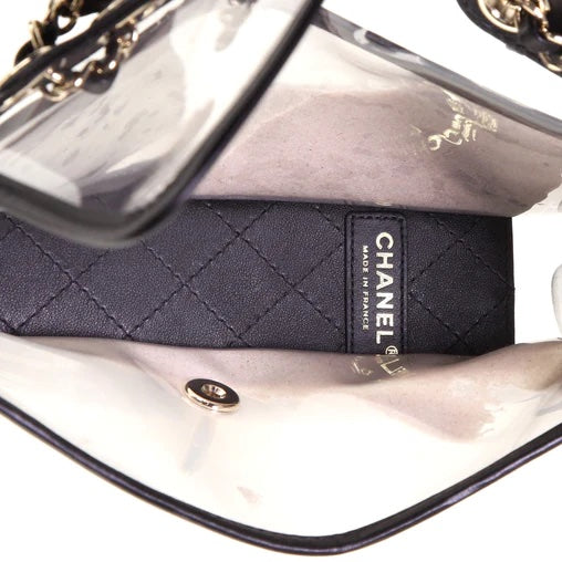CHANEL SAND BY THE SEA PVC & LAMBSKIN MEDIUM FLAP BAG