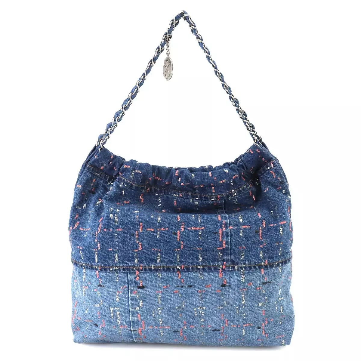 CHANEL DENIM SEQUIN 22 HOBO BAG