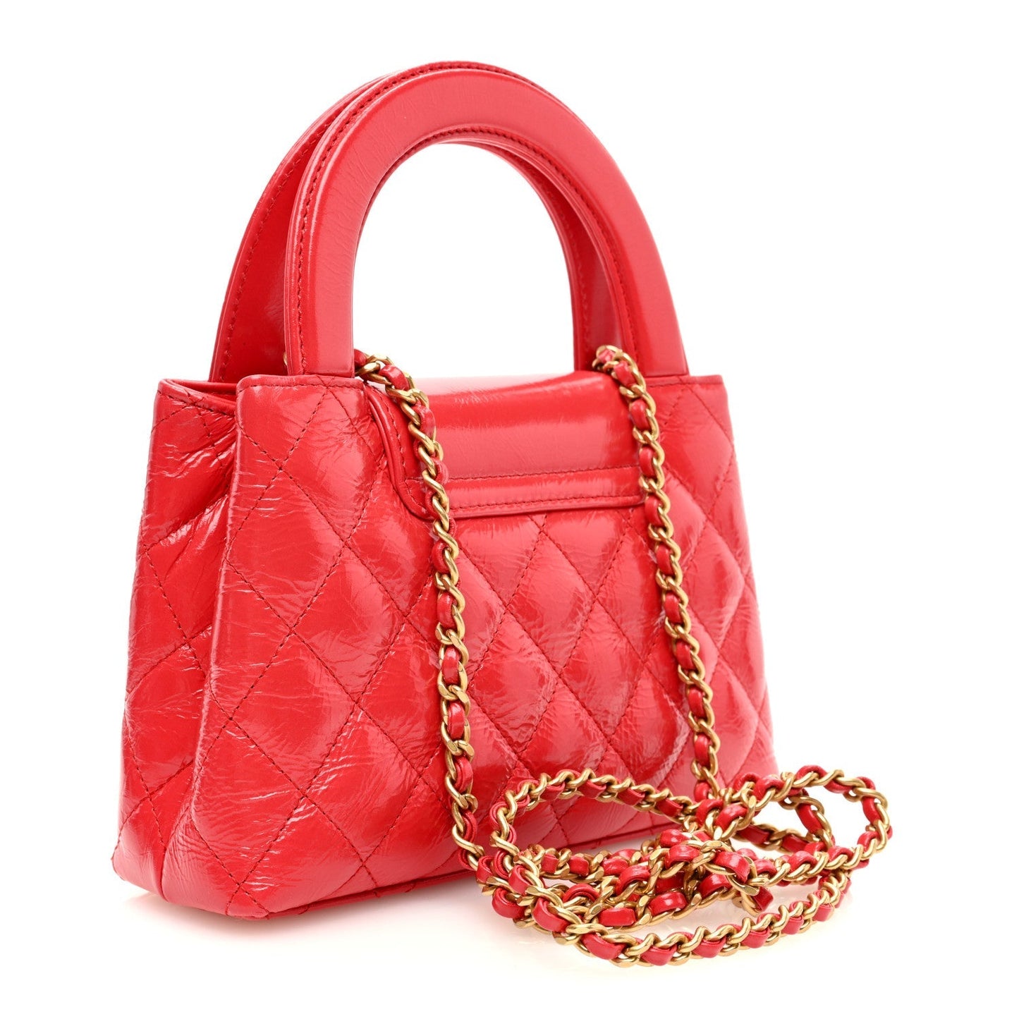 CHANEL SHINY AGED CALFSKIN QUILTED NANO KELLY SHOPPER BAG