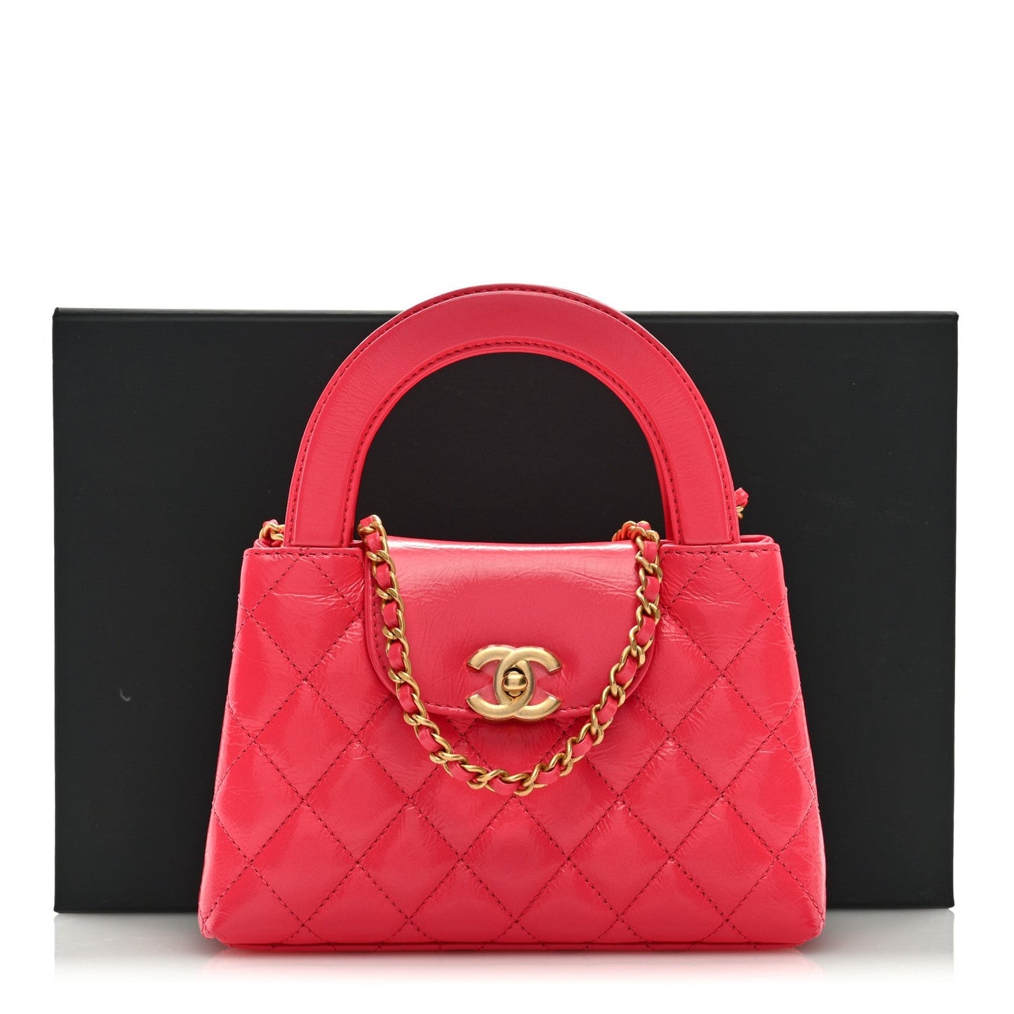 CHANEL SHINY AGED CALFSKIN QUILTED NANO KELLY SHOPPER BAG