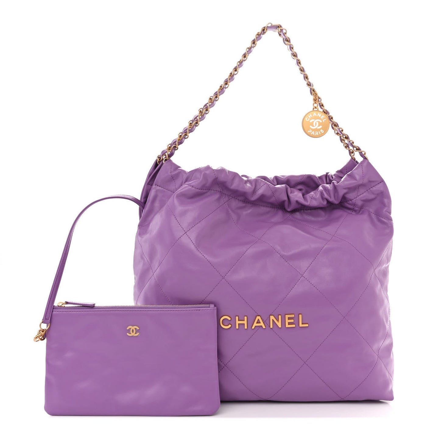 CHANEL SHINY QUILTED CALFSKIN LEATHER CHANEL 22 SHOULDER BAG
