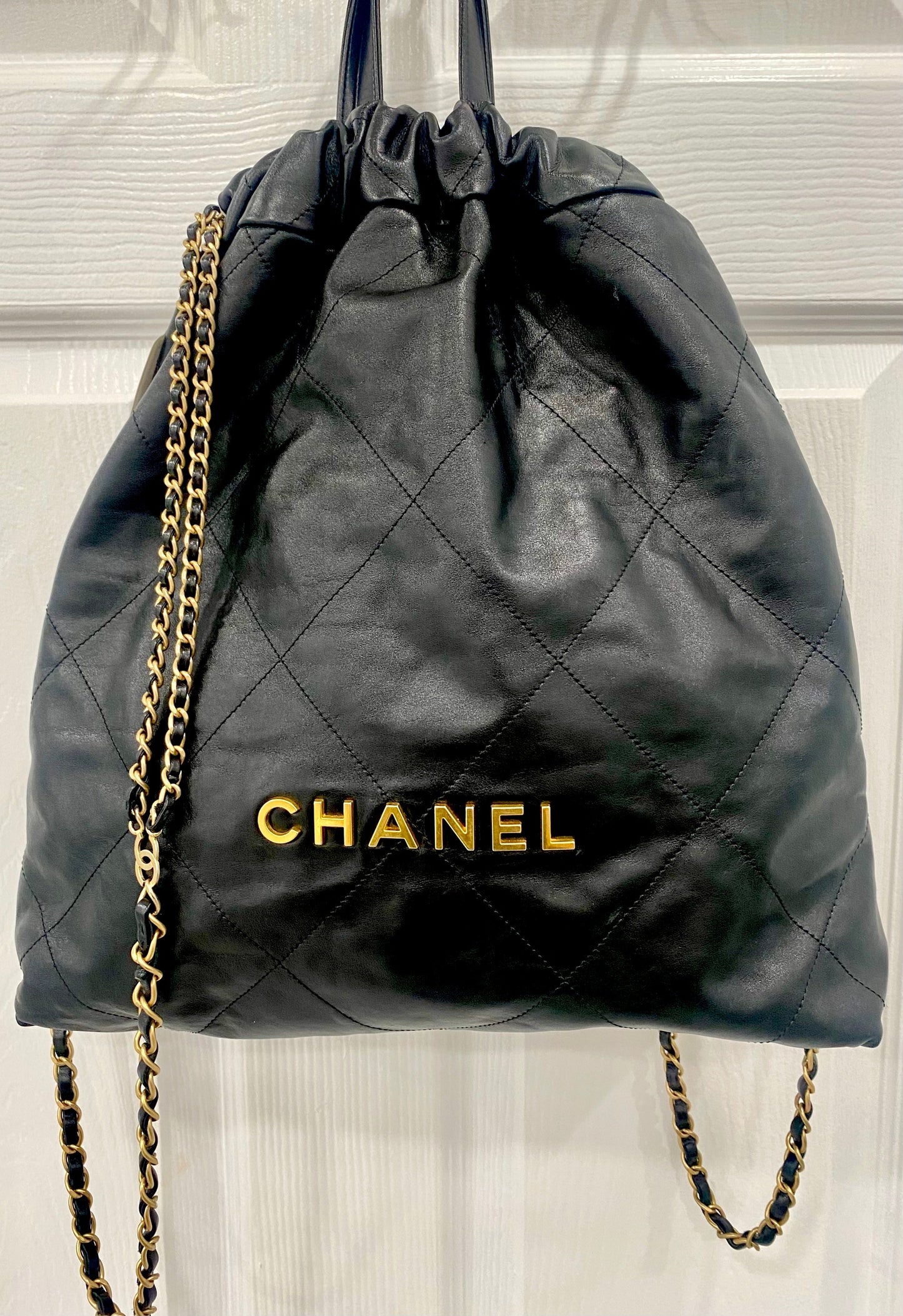 CHANEL SHINY QUILTED CALFSKIN LEATHER CHANEL 22 BACKPACK