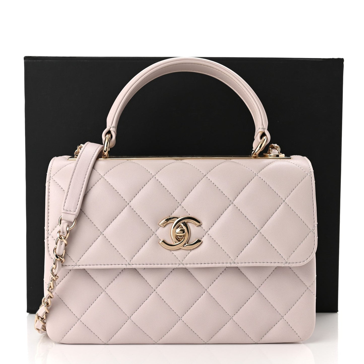 CHANEL QUILTED LAMBSKIN SMALL TRENDY CC HANDLE FLAP BAG PALE PINK