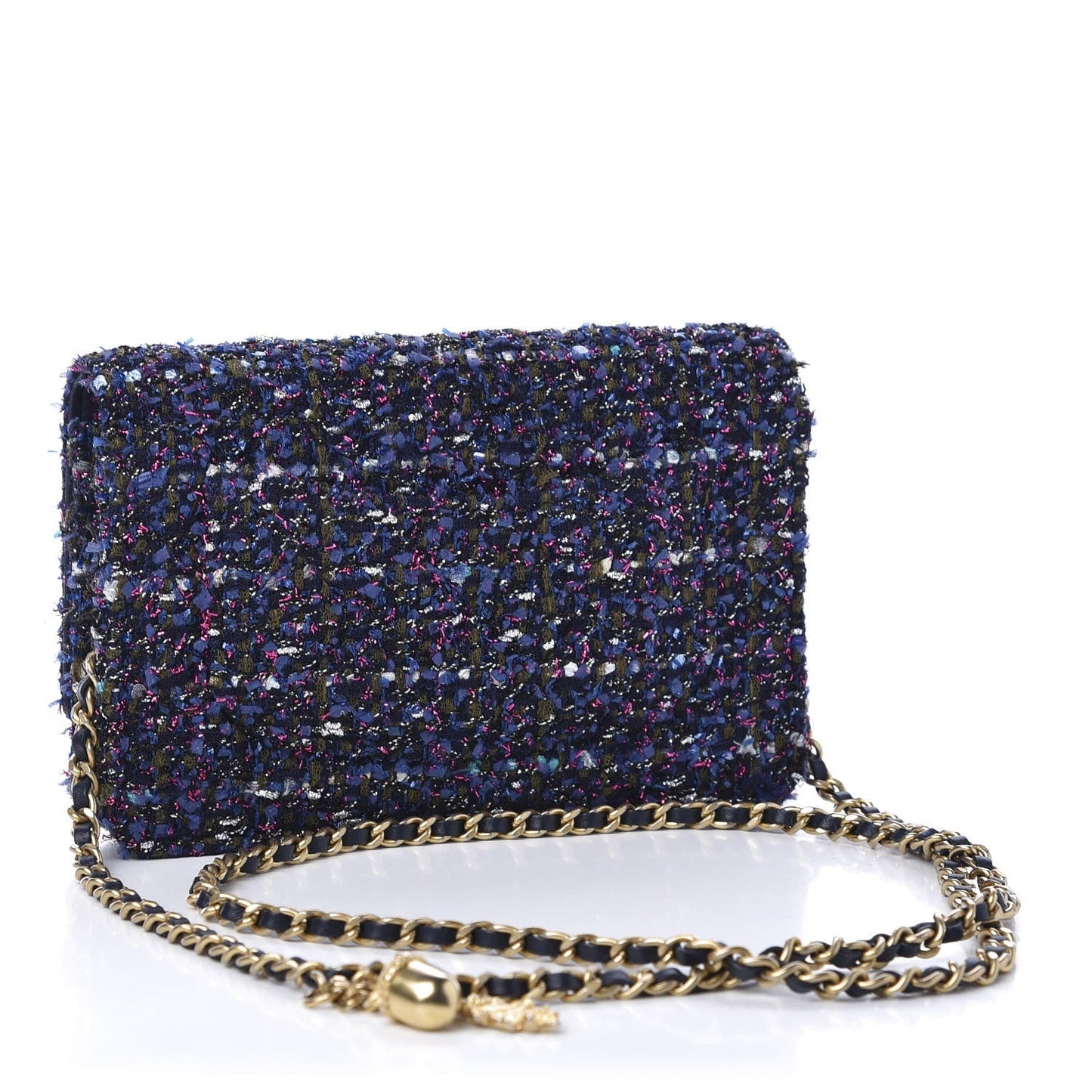 CHANEL TWEED CHARMS WALLET ON CHAIN
