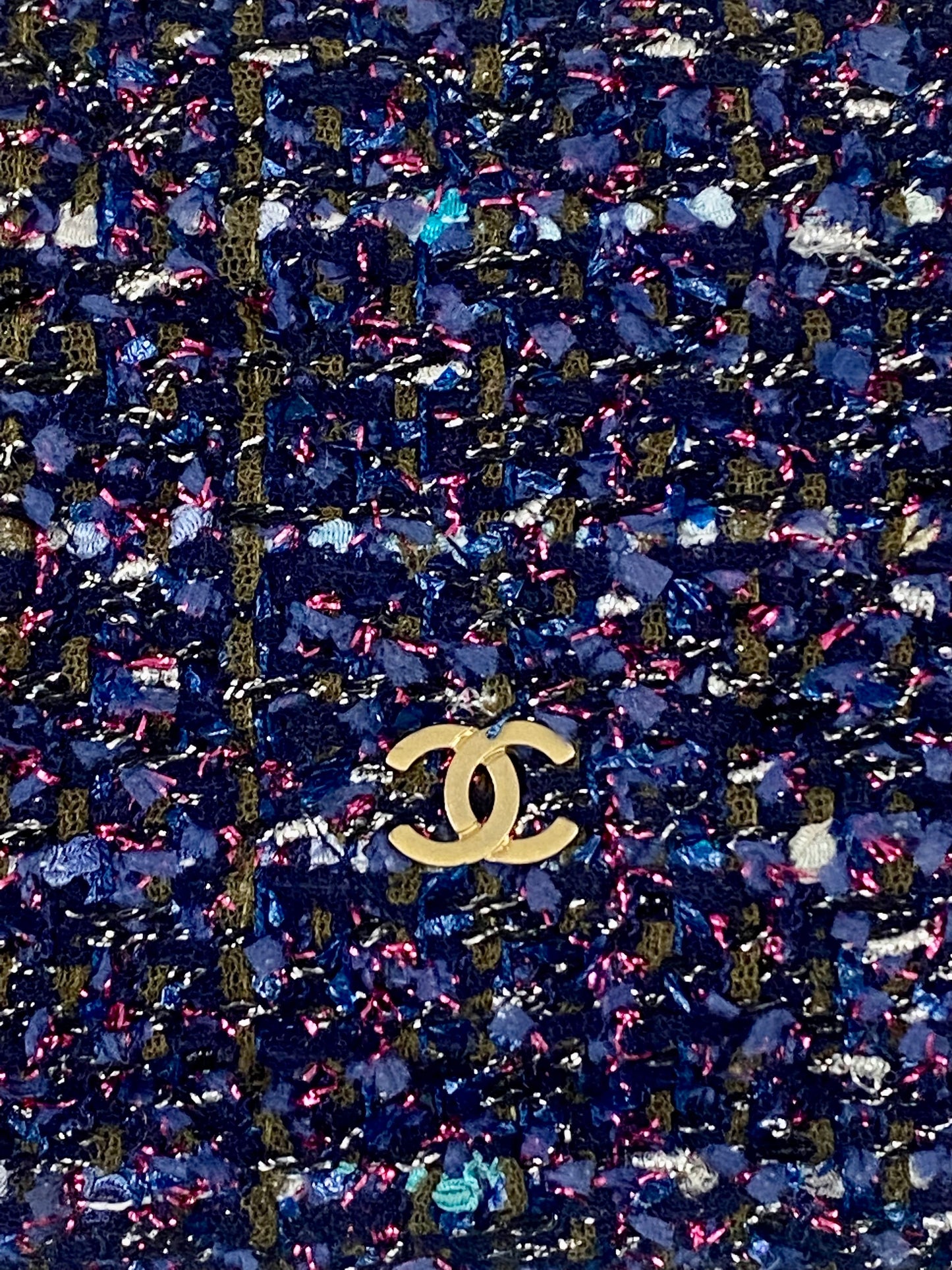 CHANEL TWEED CHARMS WALLET ON CHAIN