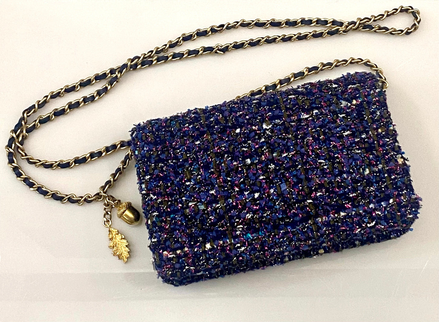 CHANEL TWEED CHARMS WALLET ON CHAIN