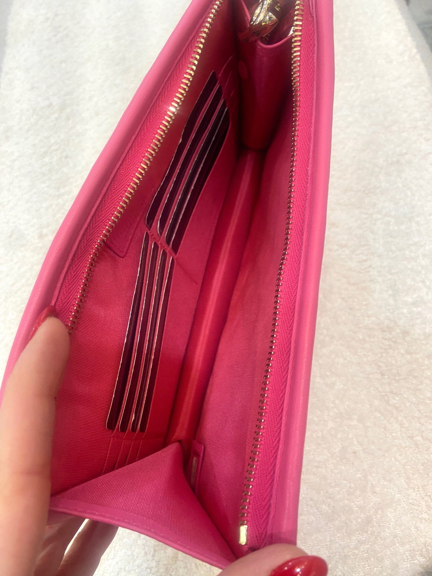 CHANEL TWEED PVC LAMBSKIN LEATHER WRISTLET CLUTCH