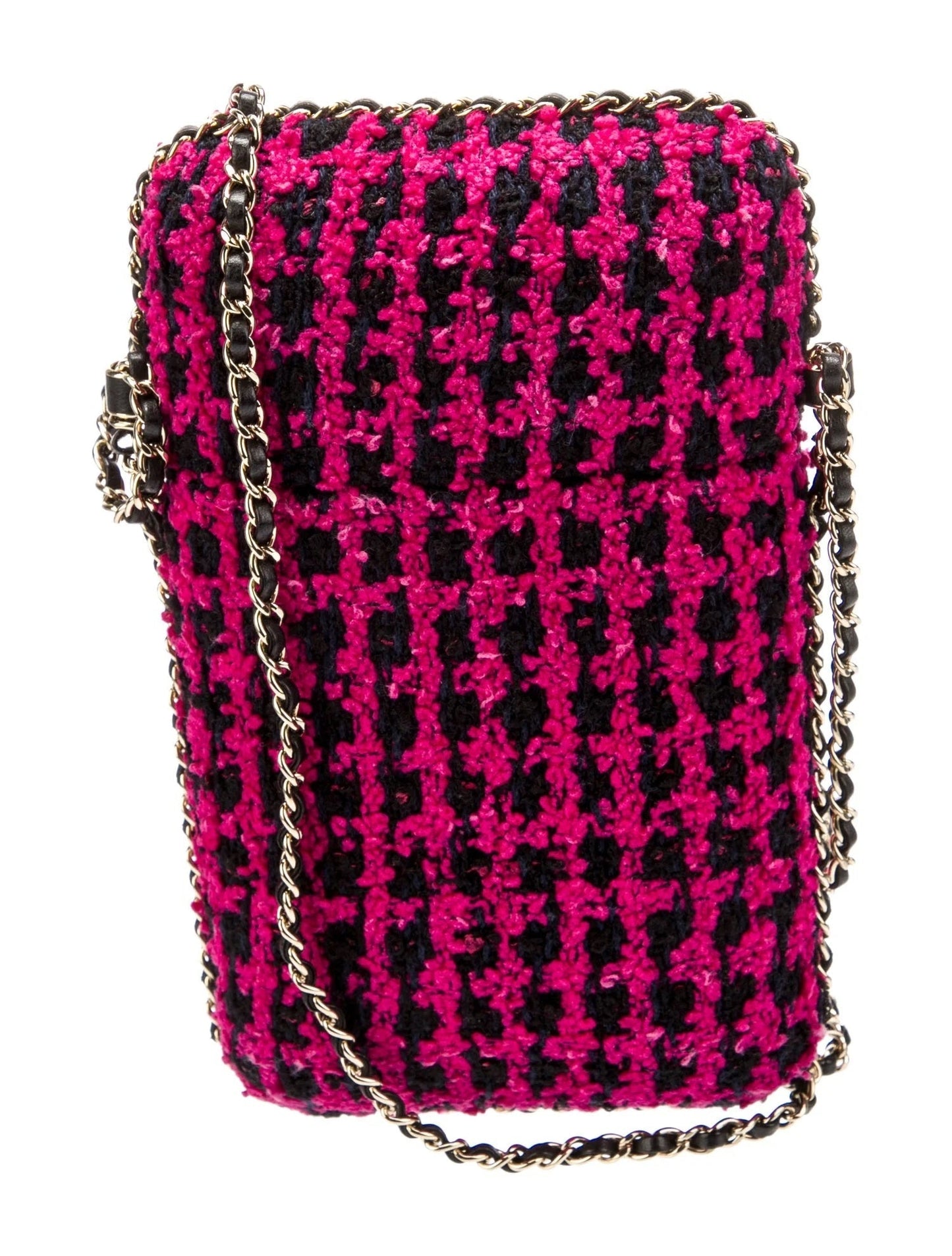 CHANEL CC TWEED PHONE CASE CHAIN BAG