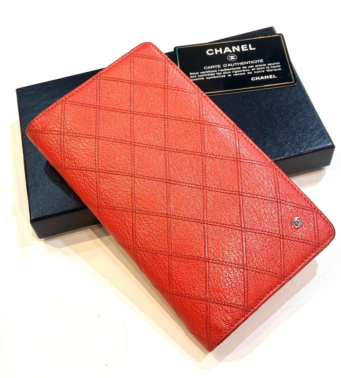 CHANEL CC QUILTED WILD STITCH LONG WALLET