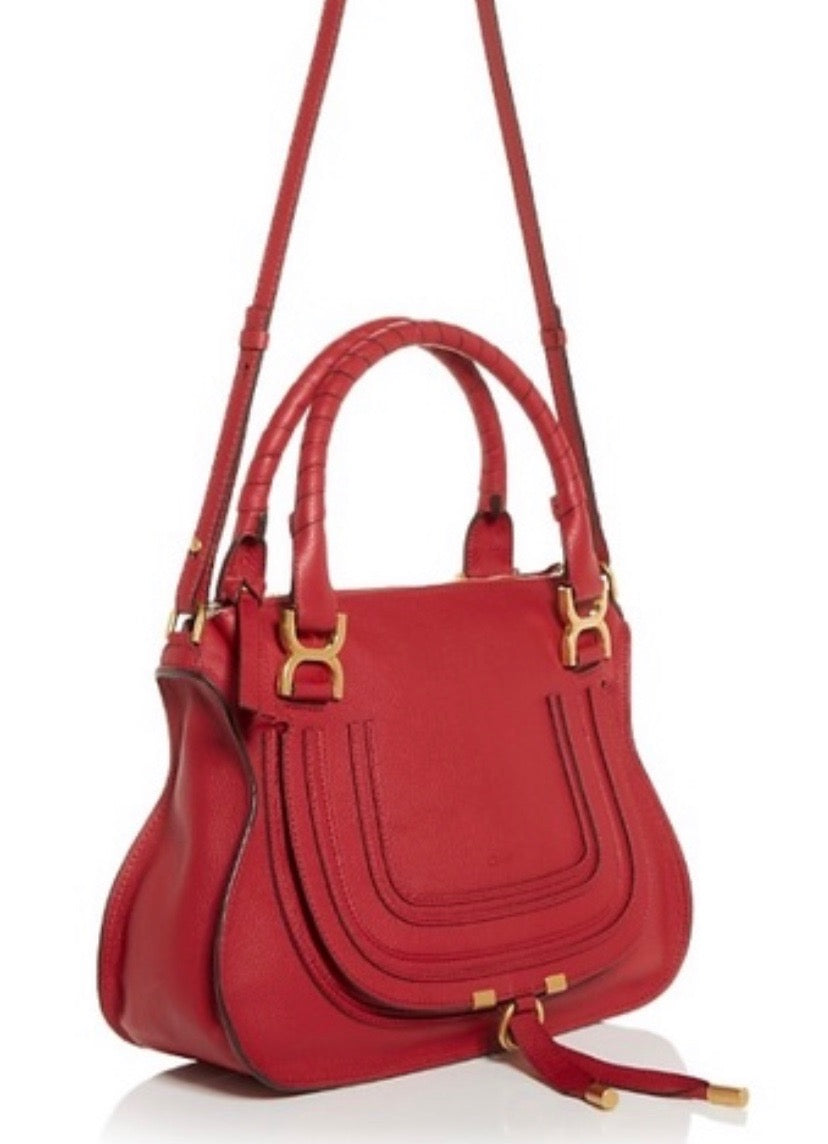 CHLOÉ CALFSKIN LEATHER MEDIUM MARCIE SATCHEL BAG