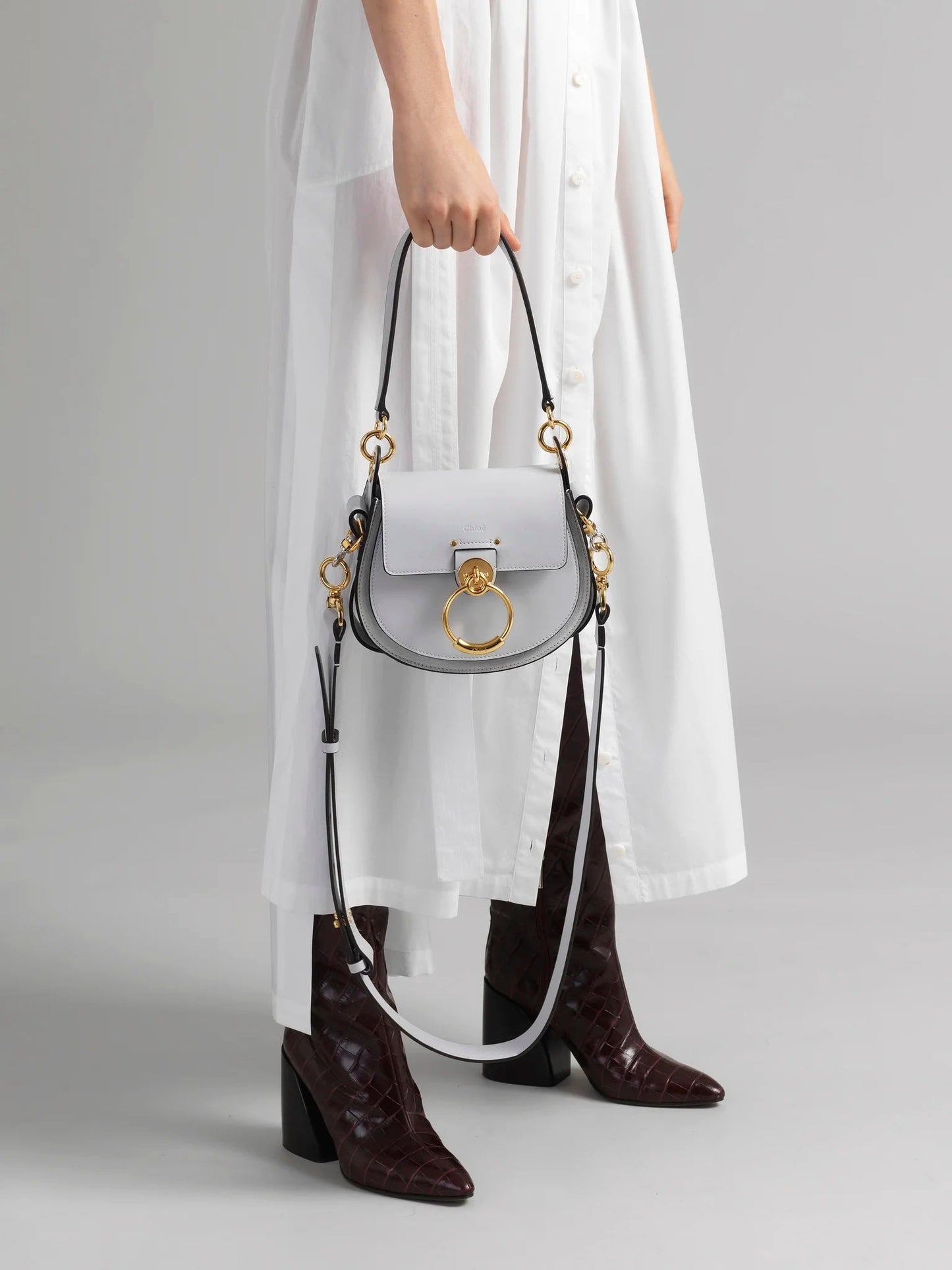 CHLOÉ CALFSKIN LEATHER SMALL TESS BAG