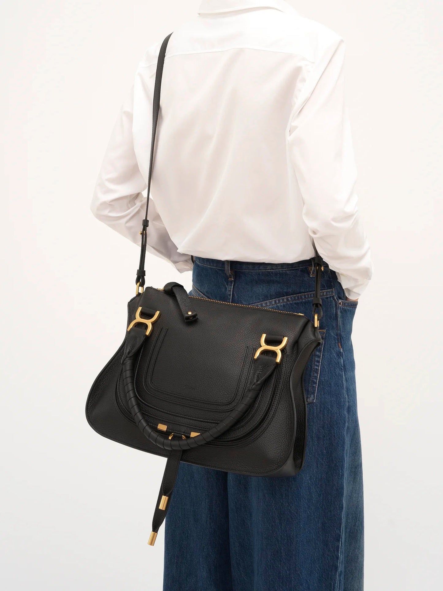 CHLOÉ MEDIUM MARCIE GRAINED CALFSKIN LEATHER BAG