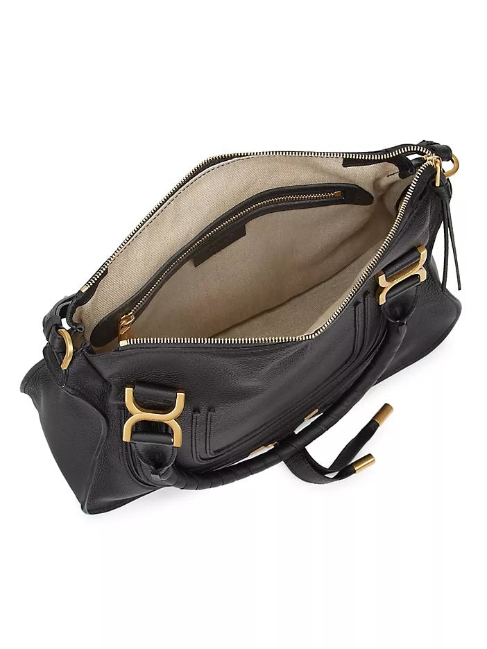 CHLOÉ MEDIUM MARCIE CALFSKIN LEATHER DOUBLE CARRY SATCHEL BAG
