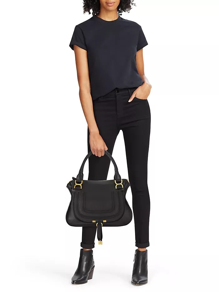 CHLOÉ MEDIUM MARCIE CALFSKIN LEATHER DOUBLE CARRY SATCHEL BAG