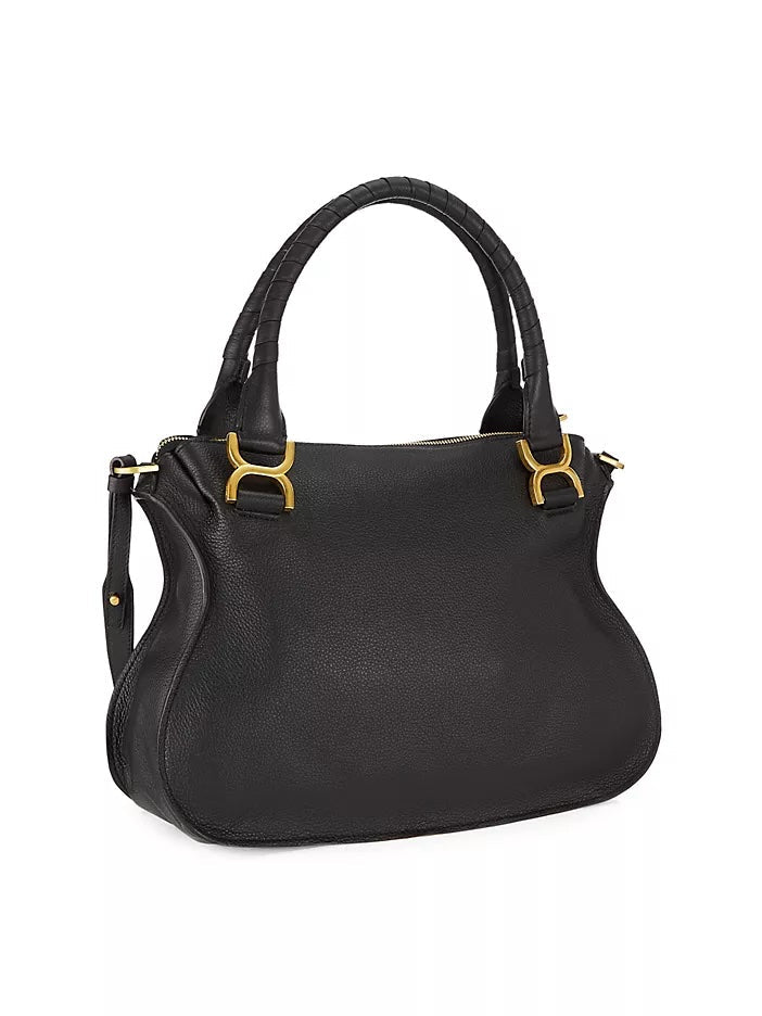 CHLOÉ MEDIUM MARCIE CALFSKIN LEATHER DOUBLE CARRY SATCHEL BAG