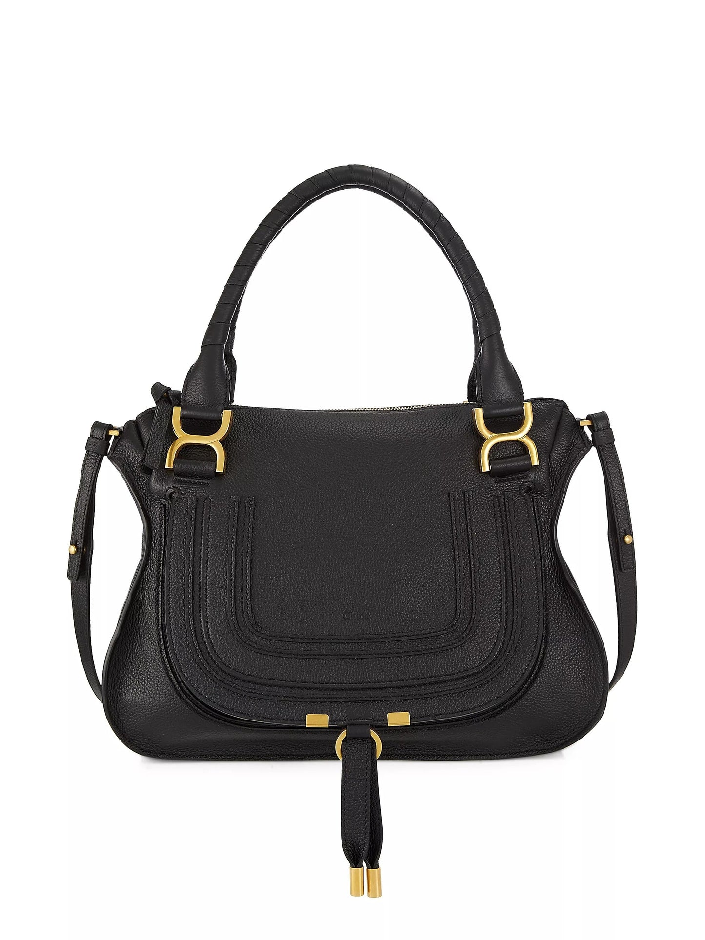 CHLOÉ MEDIUM MARCIE CALFSKIN LEATHER DOUBLE CARRY SATCHEL BAG