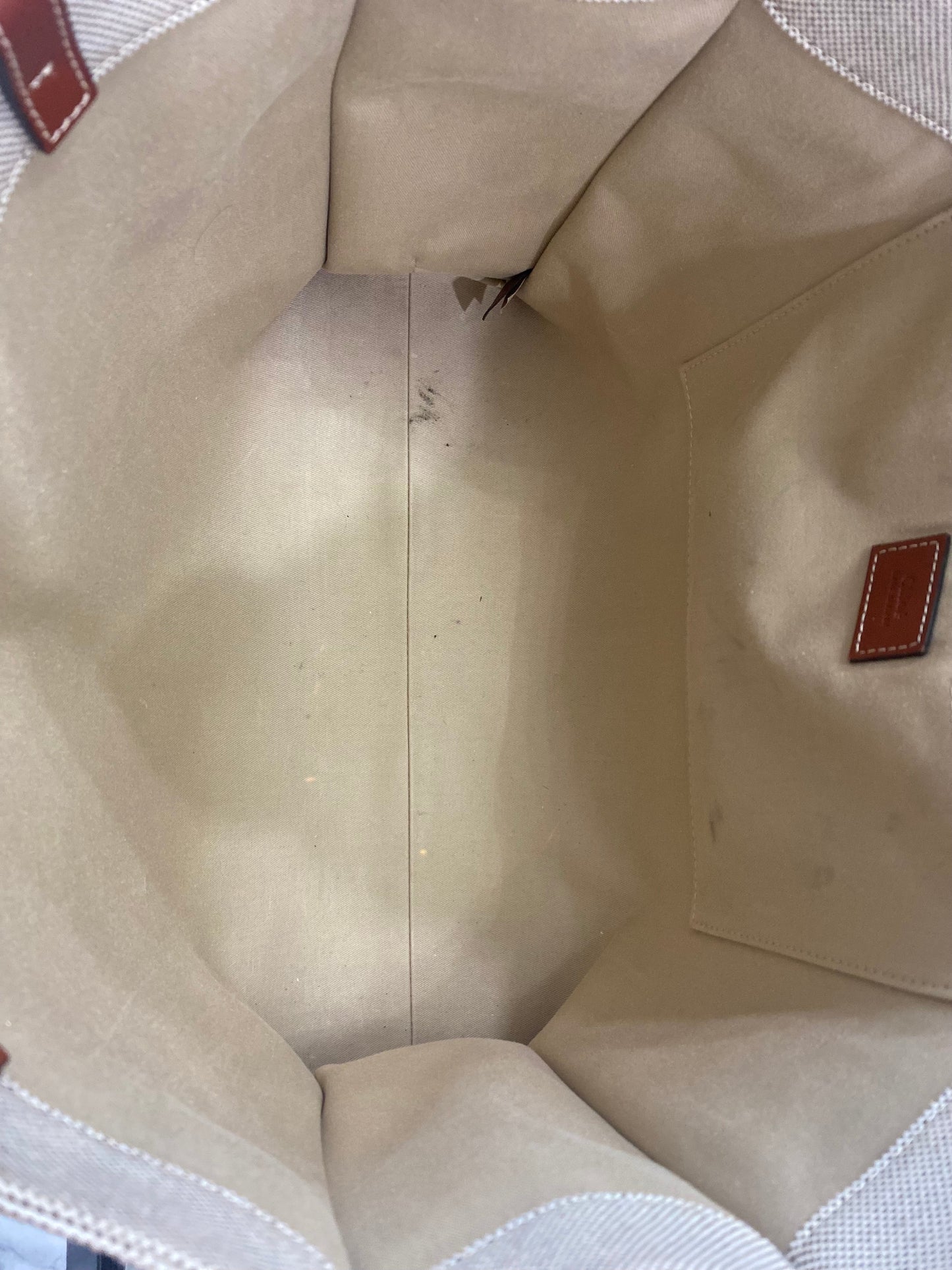 CHLOÉ MEDIUM WOODY LINEN TOTE BAG