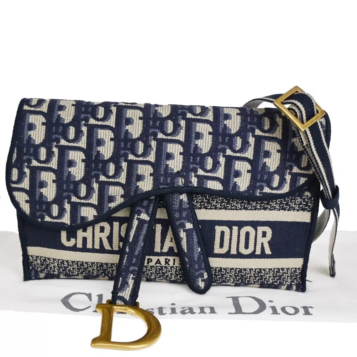 CHRISTIAN DIOR OBLIQUE SADDLE BELT BAG
