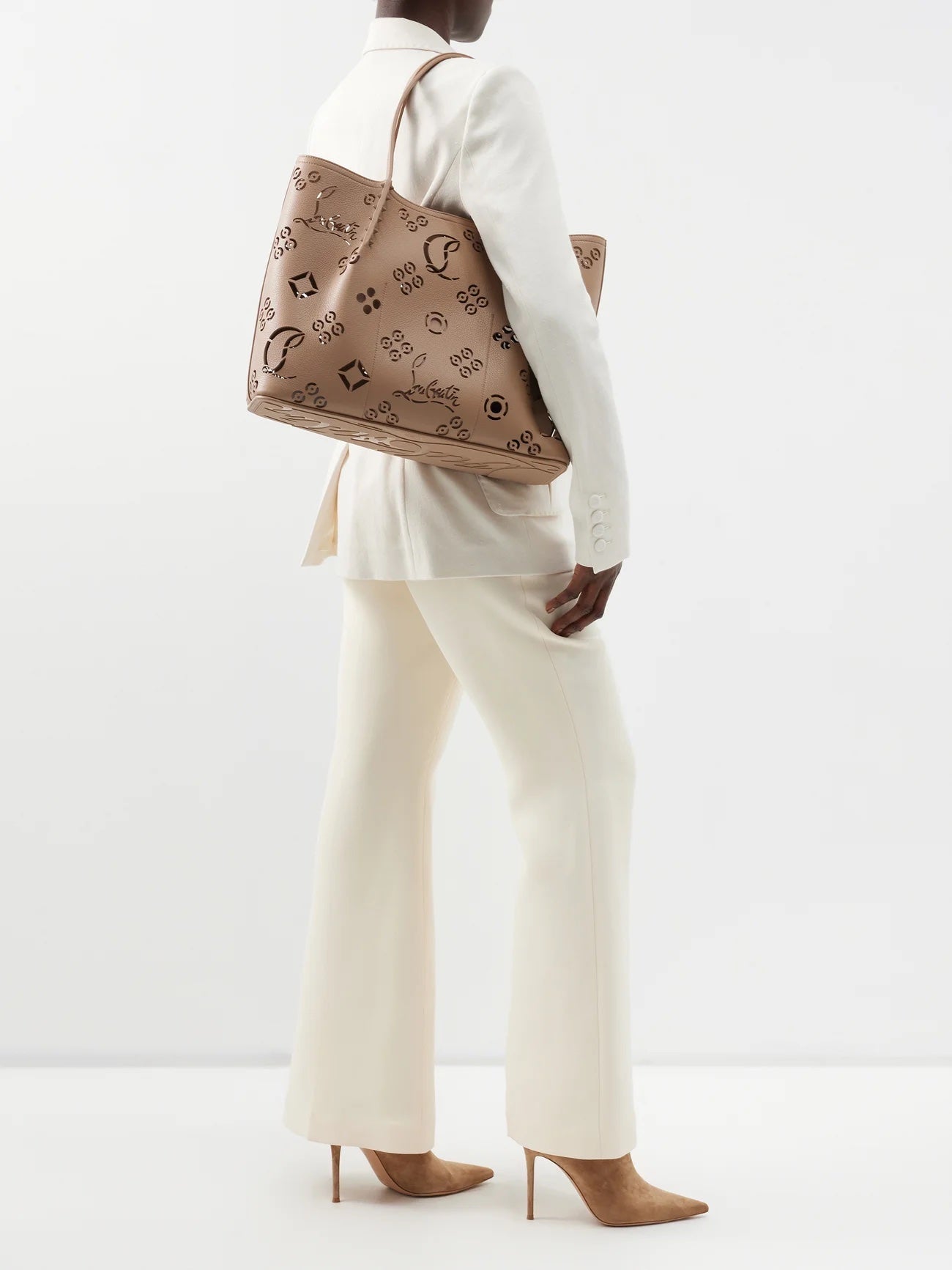 CHRISTIAN LOUBOUTIN CABAROCK LOUBINTHESKY PERFORATED LEATHER LARGE TOTE BAG