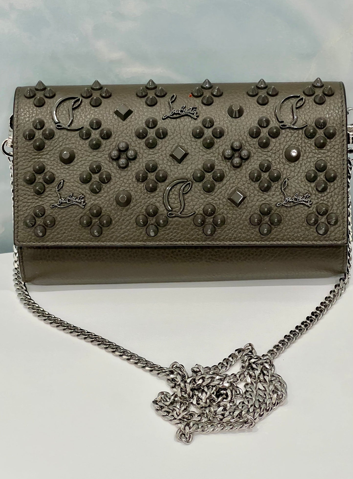 CHRISTIAN LOUBOUTIN PALOMA LOUBINTHESKY LEATHER WALLET ON A CHAIN