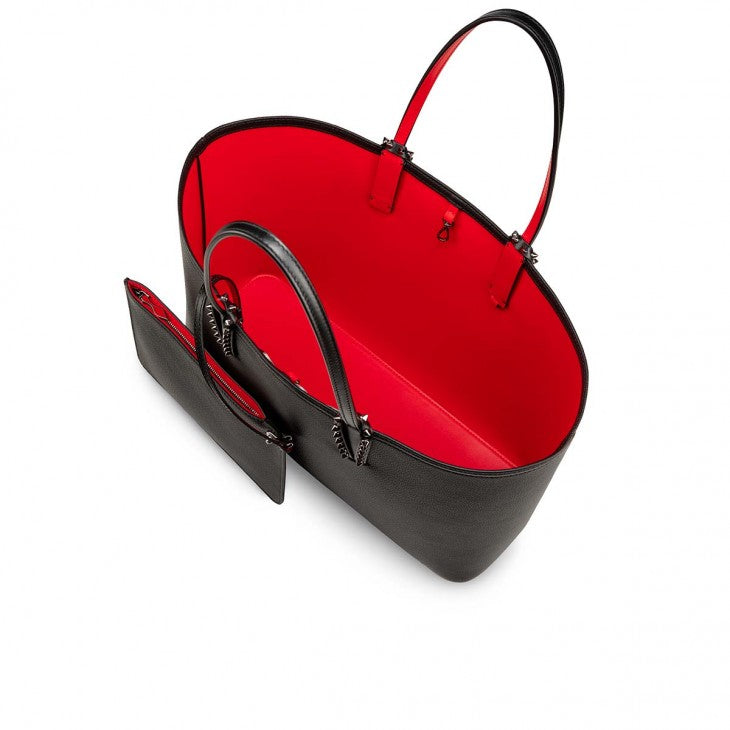 CHRISTIAN LOUBOUTIN SPIKED CALFSKIN LEATHER CABATA TOTE BAG