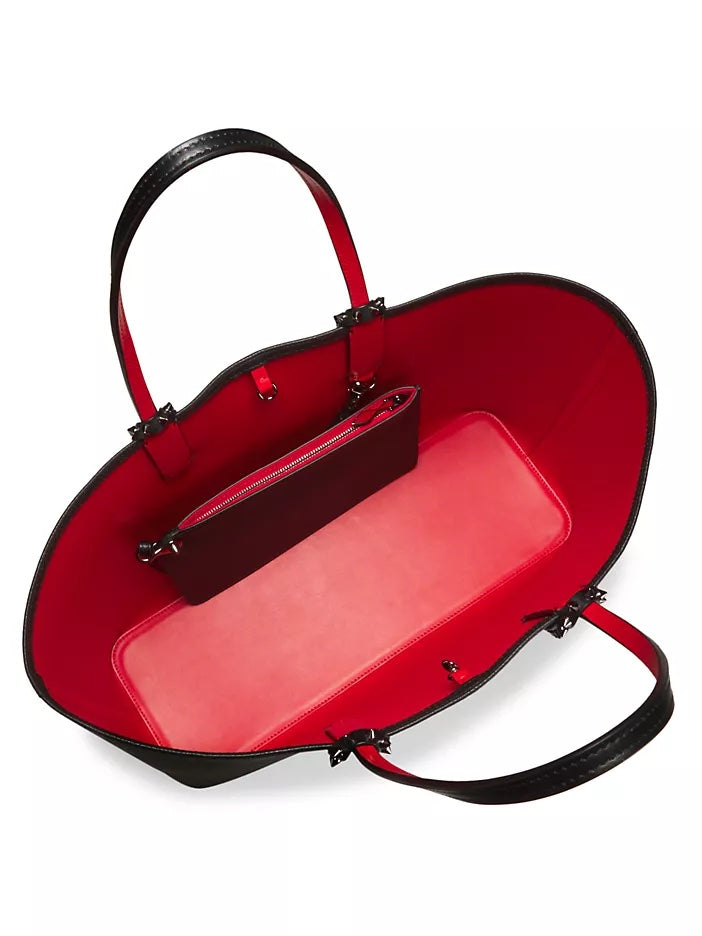 CHRISTIAN LOUBOUTIN SPIKED CALFSKIN LEATHER CABATA TOTE BAG