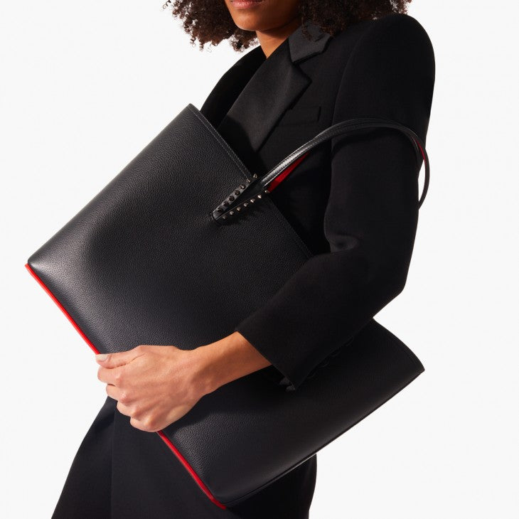 CHRISTIAN LOUBOUTIN SPIKED CALFSKIN LEATHER CABATA TOTE BAG
