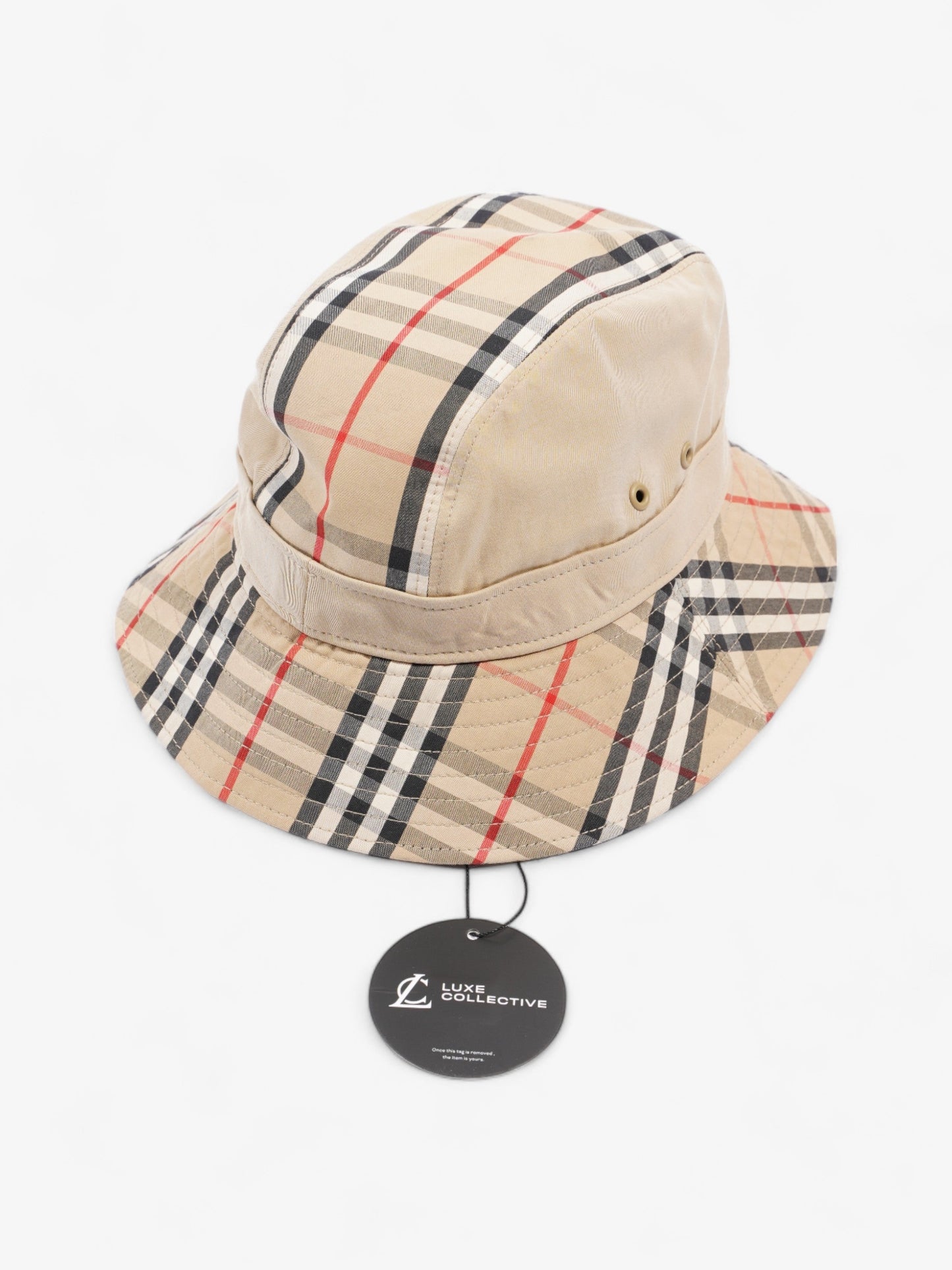 Burberry Supernova Check Bucket Hat Honey Beige Cotton Large