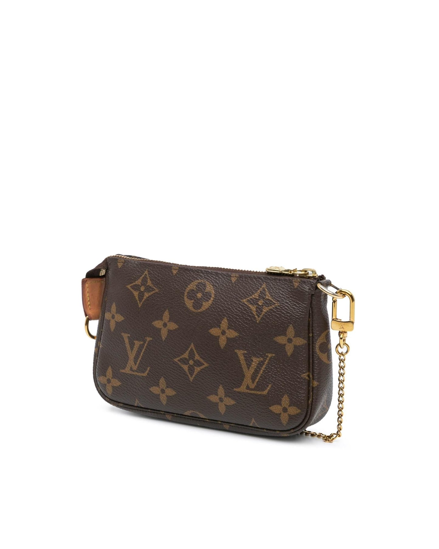 Monogram Canvas Mini Pochette with Chain Strap and Zip Closure