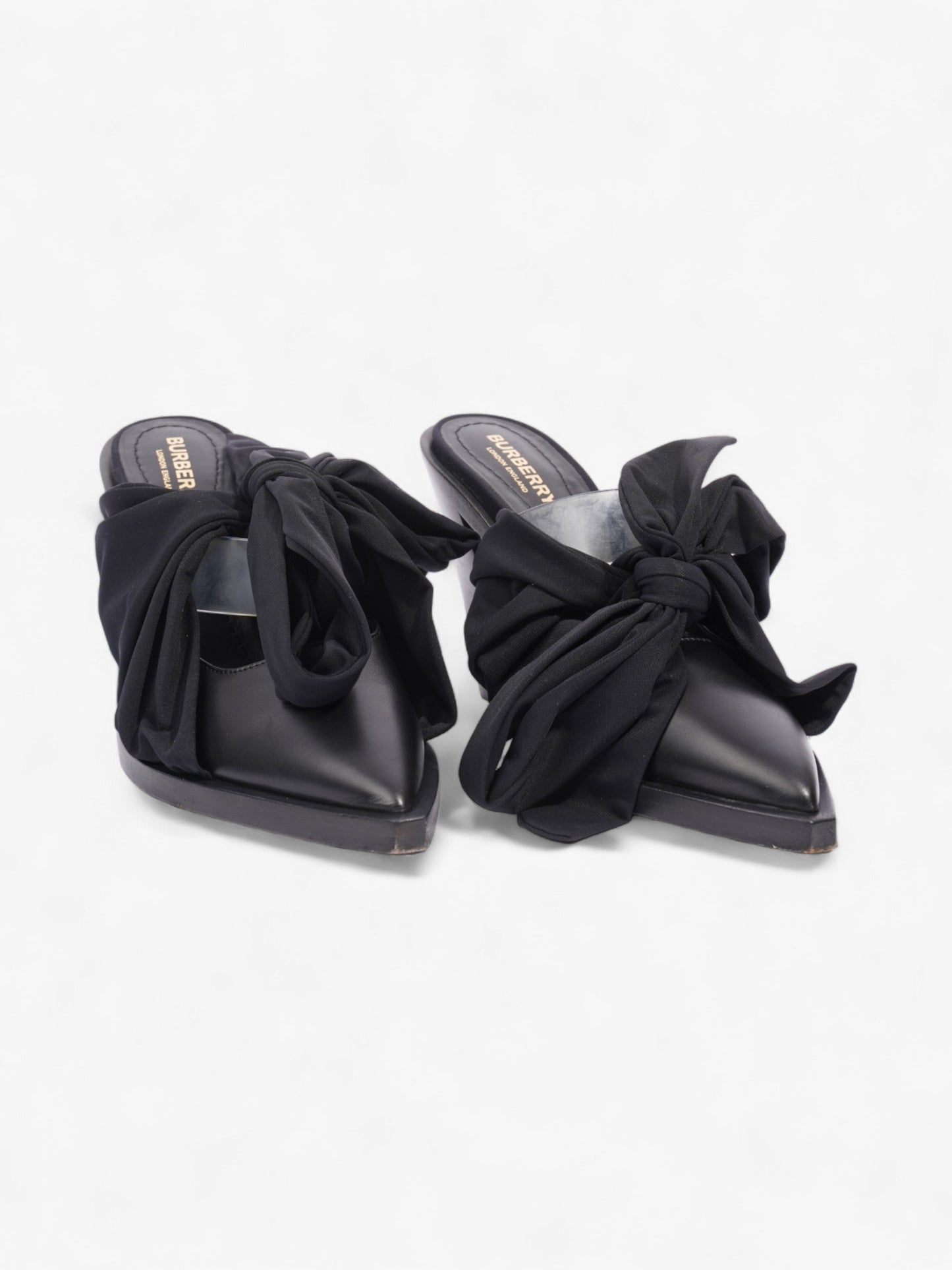 Burberry Tillington Ankle-Wrap Point-Toe Mules 75mm Black Leather EU 37 UK 4