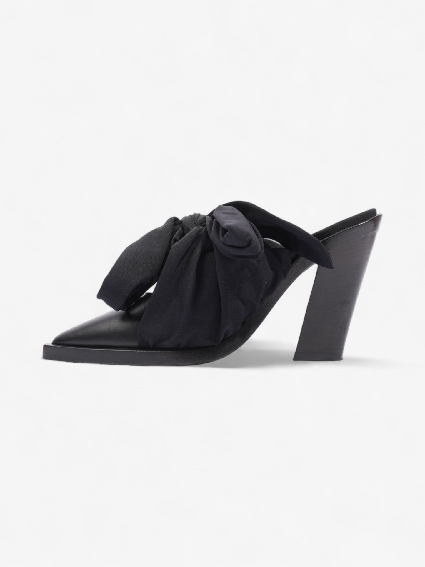 Burberry Tillington Ankle-Wrap Point-Toe Mules 75mm Black Leather EU 37 UK 4