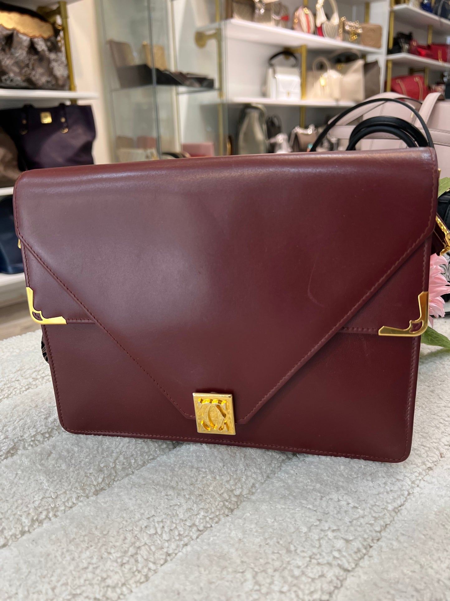 CARTIER MUST DE CARTIER VINTAGE LEATHER SHOULDER BAG BORDEAUX