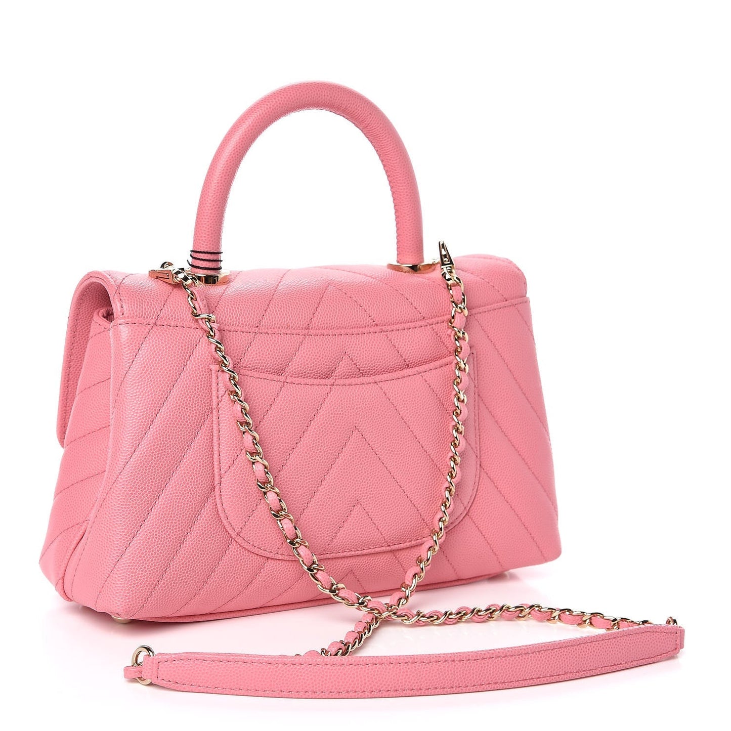 CHANEL CAVIAR CHEVRON QUILTED SMALL COCO HANDLE FLAP BAG