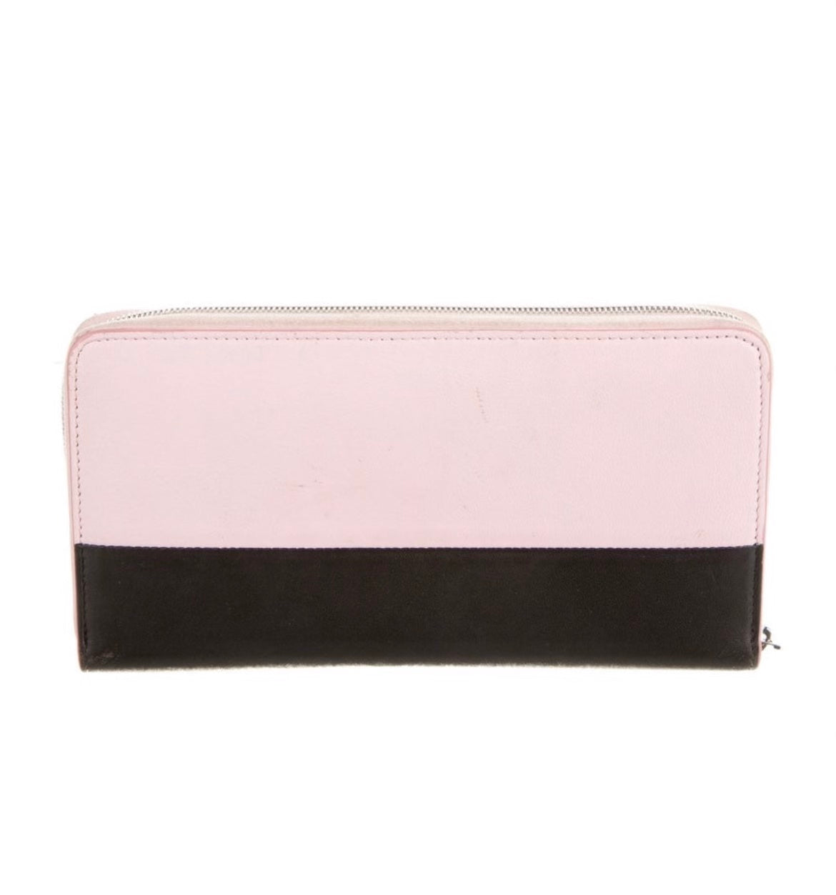 CÉLINE LARGE SOLO TWO-TONE LAMBSKIN LEATHER ZIPPY WALLET