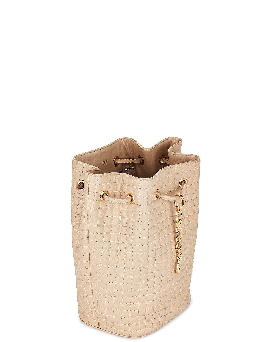 CÉLINE C CHARM QUILTED CALFSKIN LEATHER BACKPACK