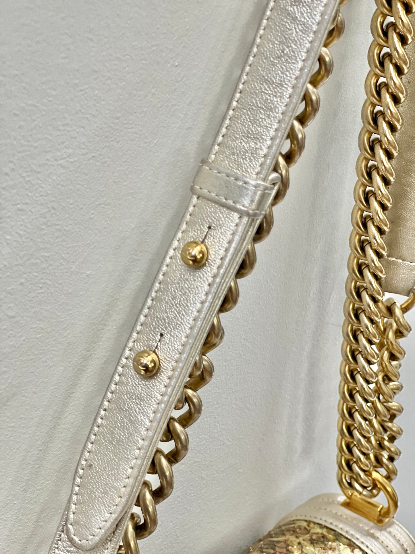 Chanel Boy Metallic Gold Python Flap Bag