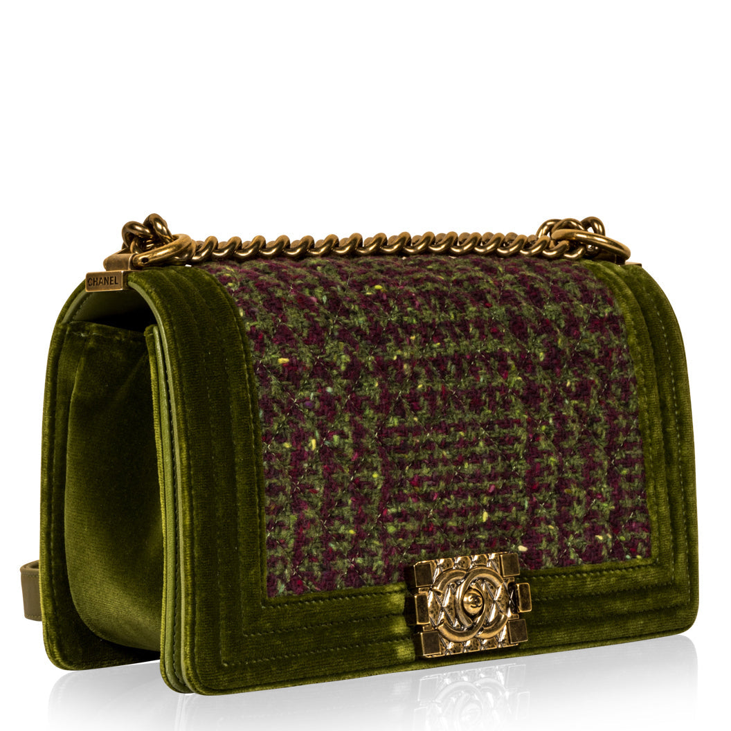 Chanel Tweed/Velvet Medium Boy Bag