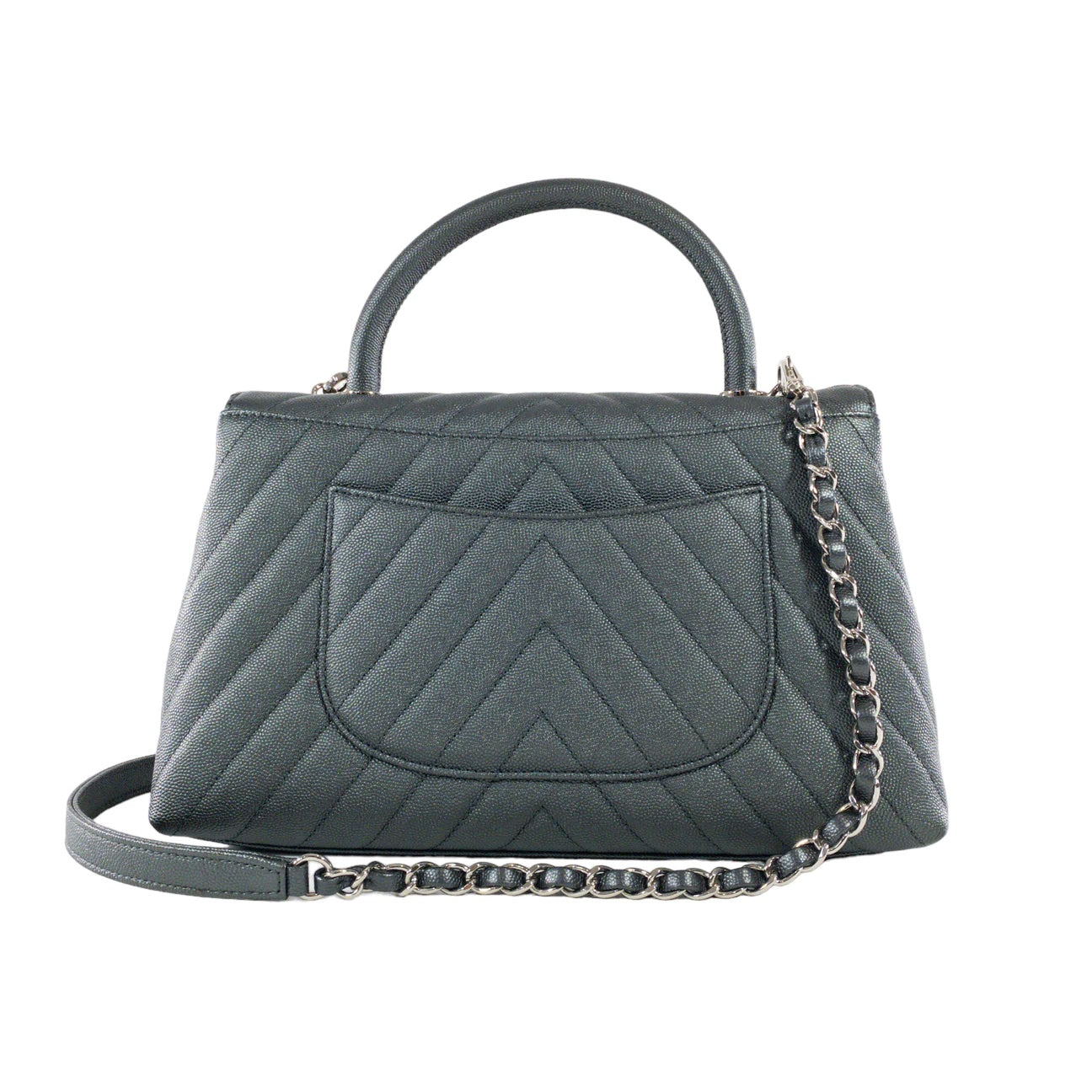 CHANEL CAVIAR METALLIC GRAPHITE MEDIUM COCO HANDBAG