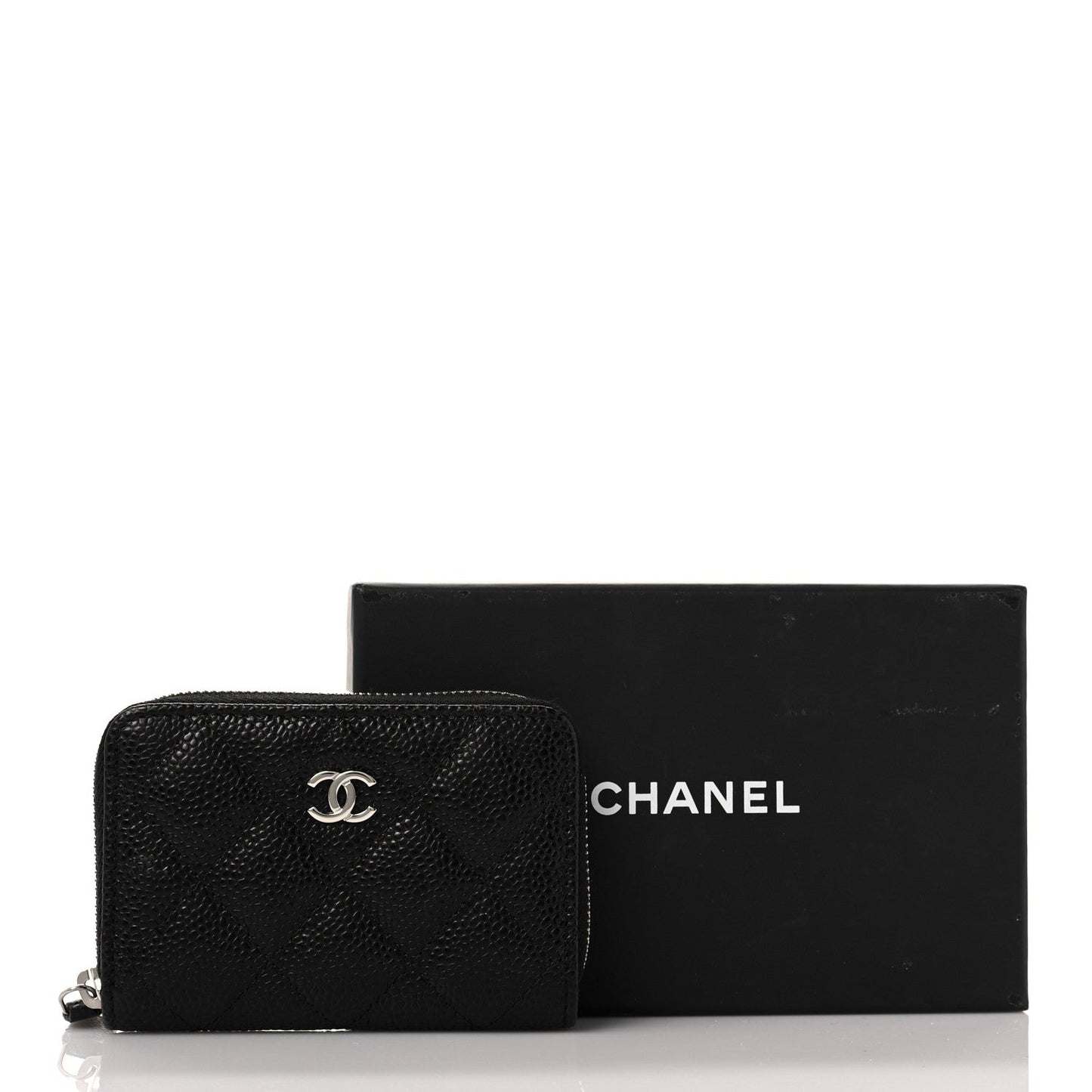 CHANEL CAVIAR QUILTED LEATHER ZIP COIN PURSE