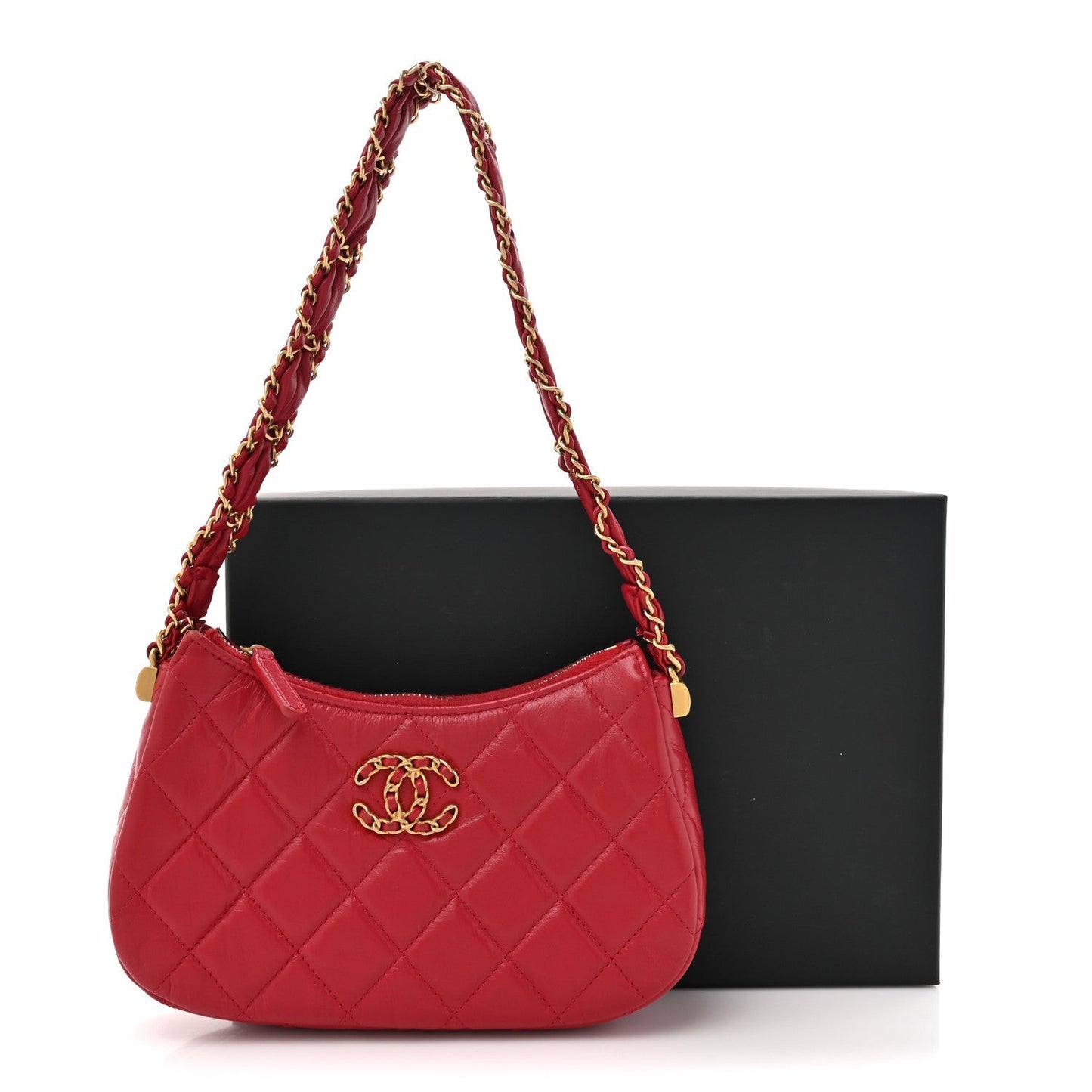 CHANEL CRUMPLED QUILTED CALFSKIN SMALL CHANEL 19 HOBO