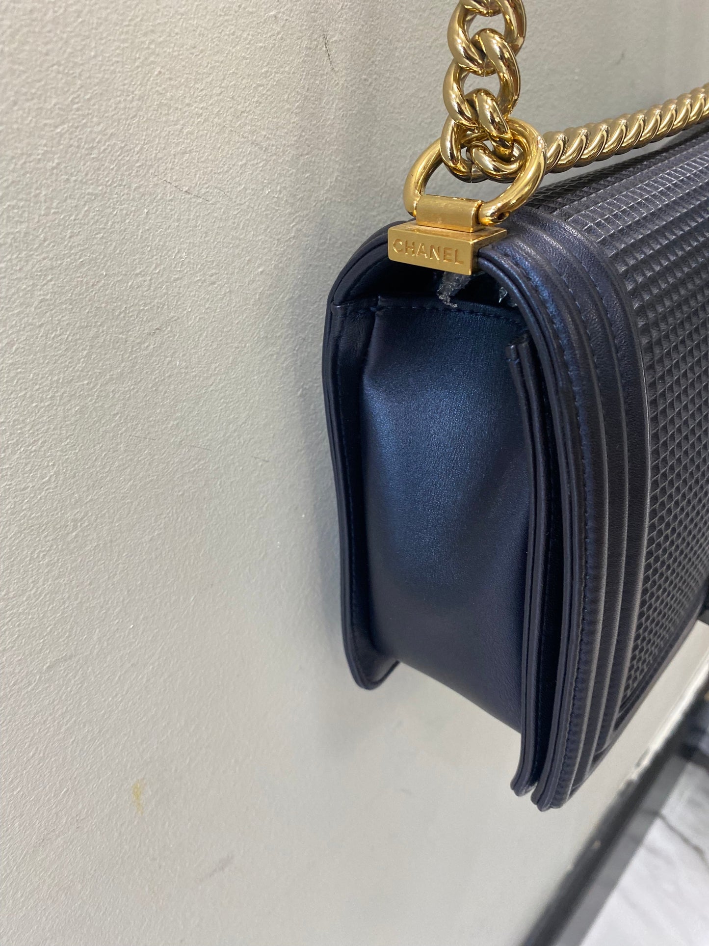 CHANEL CUBE EMBOSSED LAMBSKIN NEW MEDIUM BOY BAG