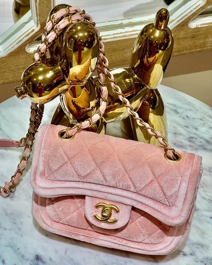 CHANEL QUILTED VELVET DOUBLE FRAME MINI FLAP BAG