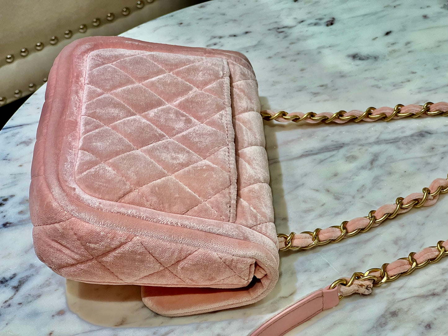 CHANEL QUILTED VELVET DOUBLE FRAME MINI FLAP BAG
