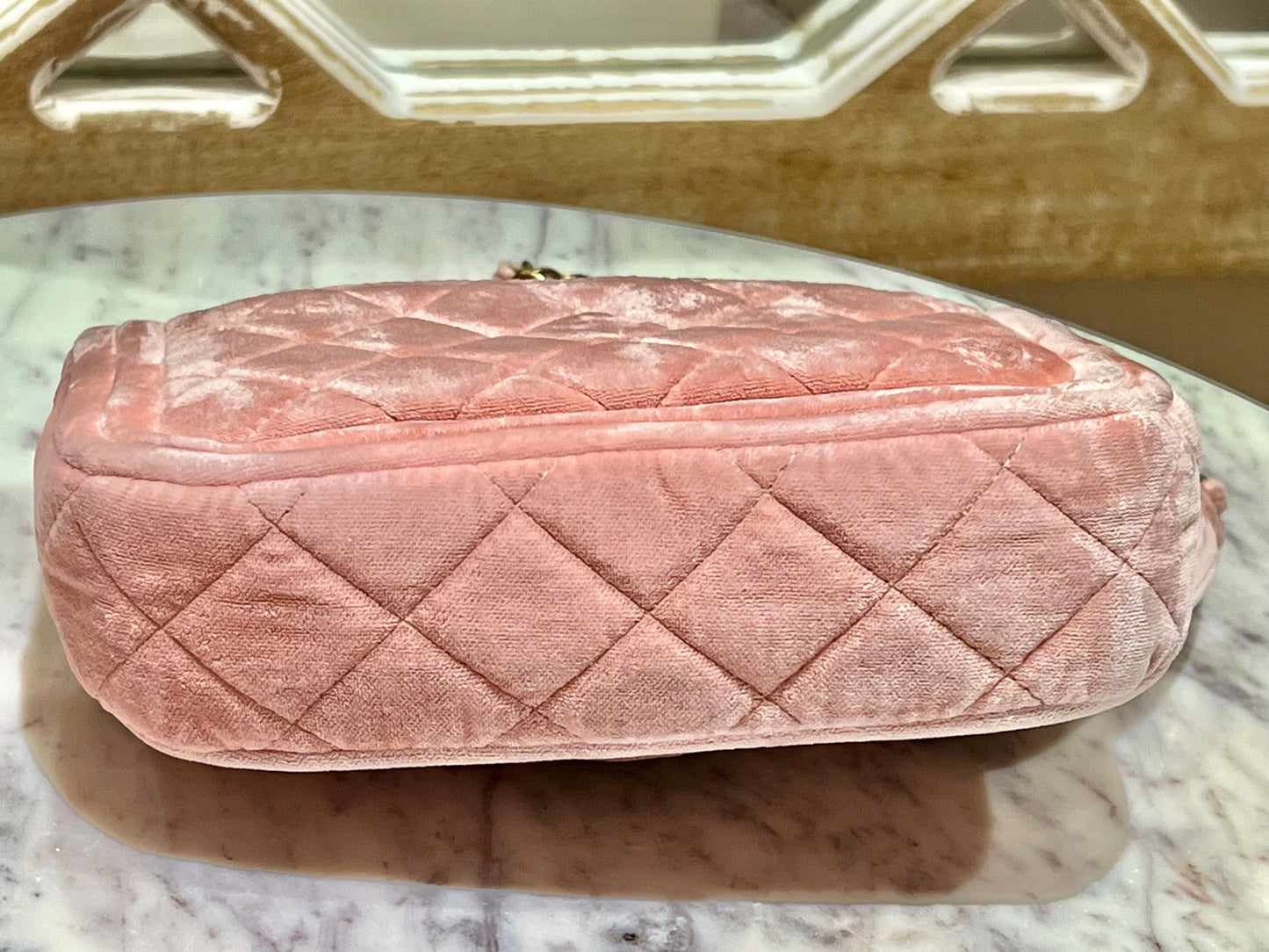 CHANEL QUILTED VELVET DOUBLE FRAME MINI FLAP BAG