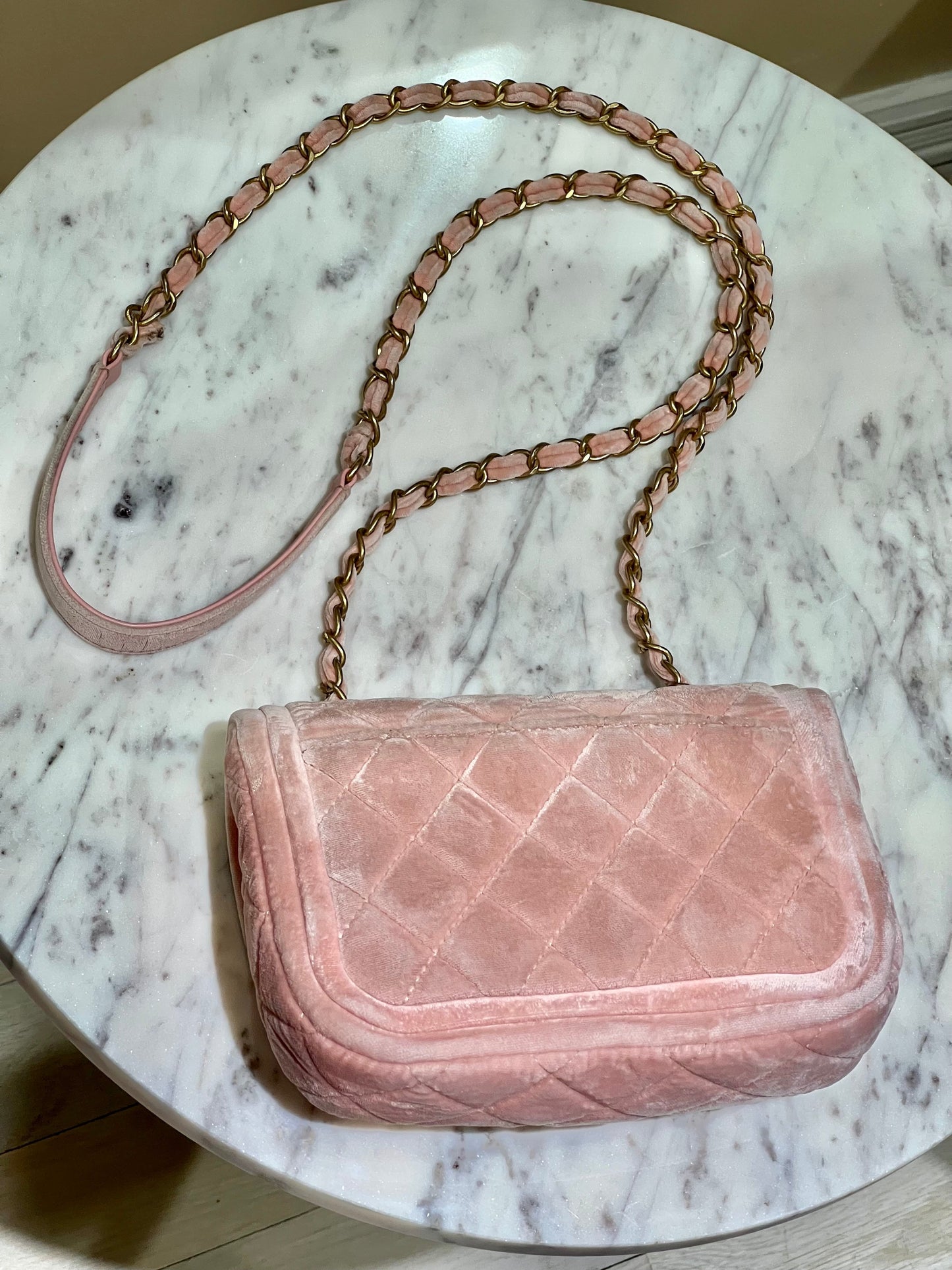 CHANEL QUILTED VELVET DOUBLE FRAME MINI FLAP BAG