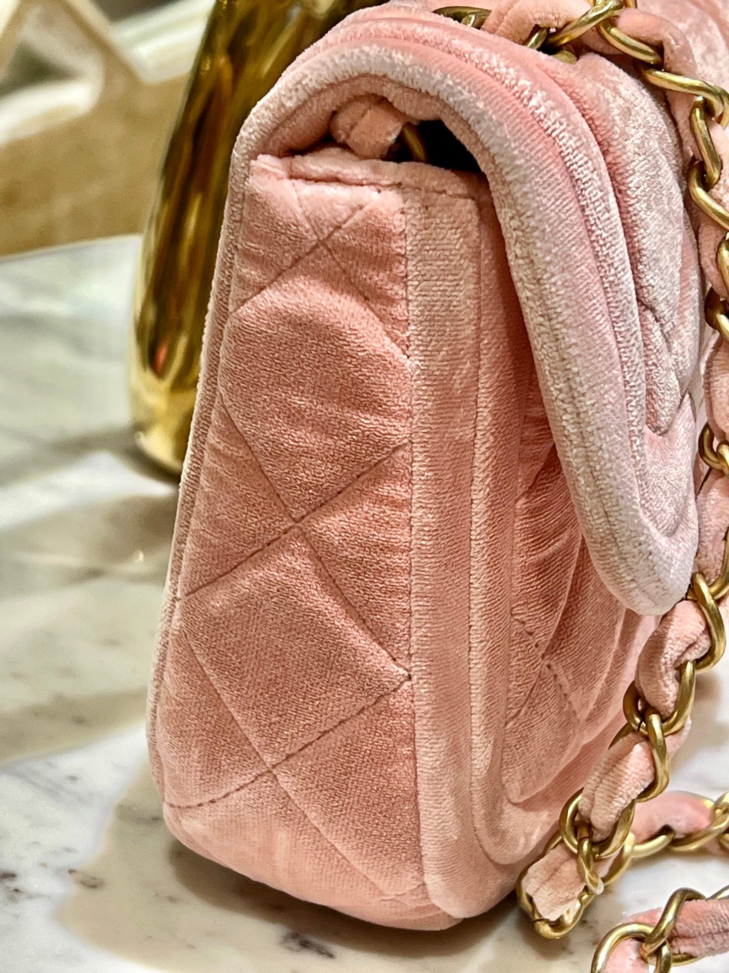 CHANEL QUILTED VELVET DOUBLE FRAME MINI FLAP BAG