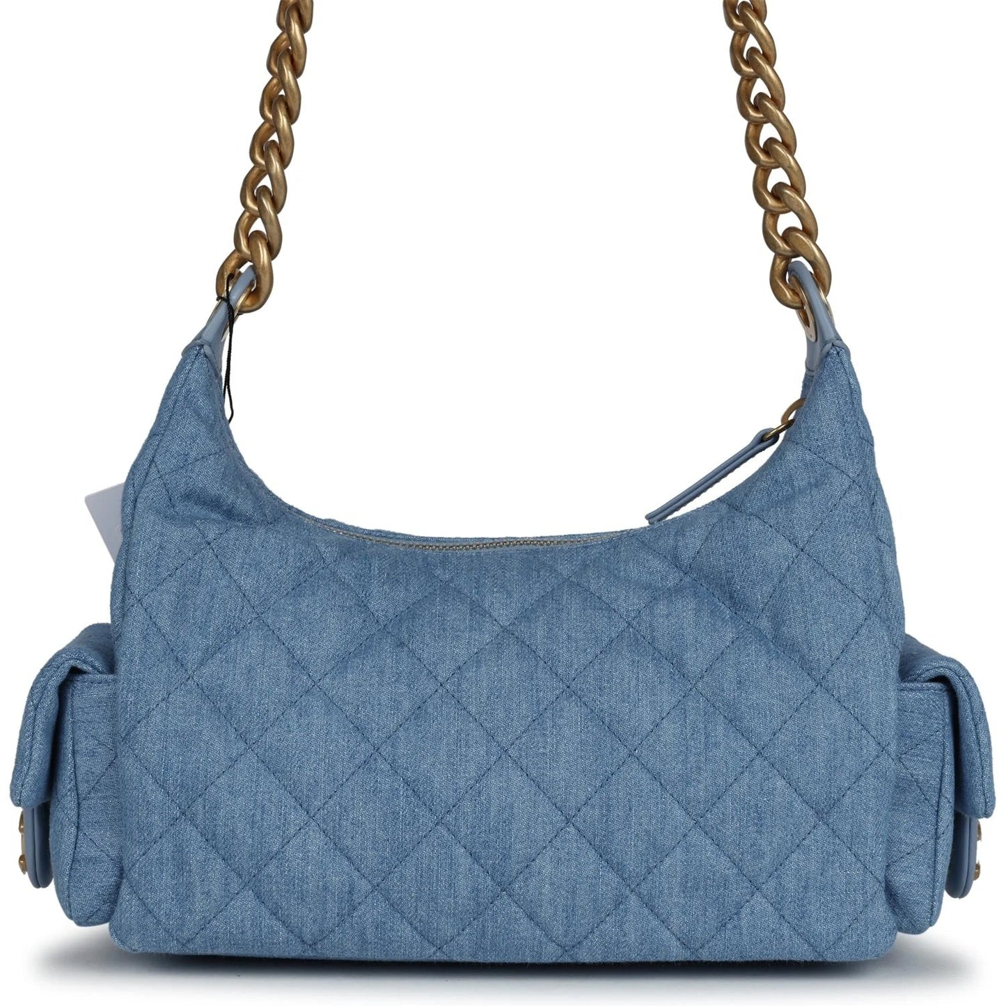 CHANEL LARGE CARGO QUILTED WASHED DENIM HOBO BAG